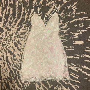 White Iridescent Mini Dress
